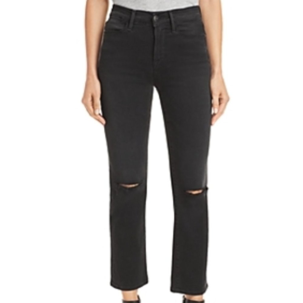 Frame Le High Straight Leg Maverick Rips Jeans